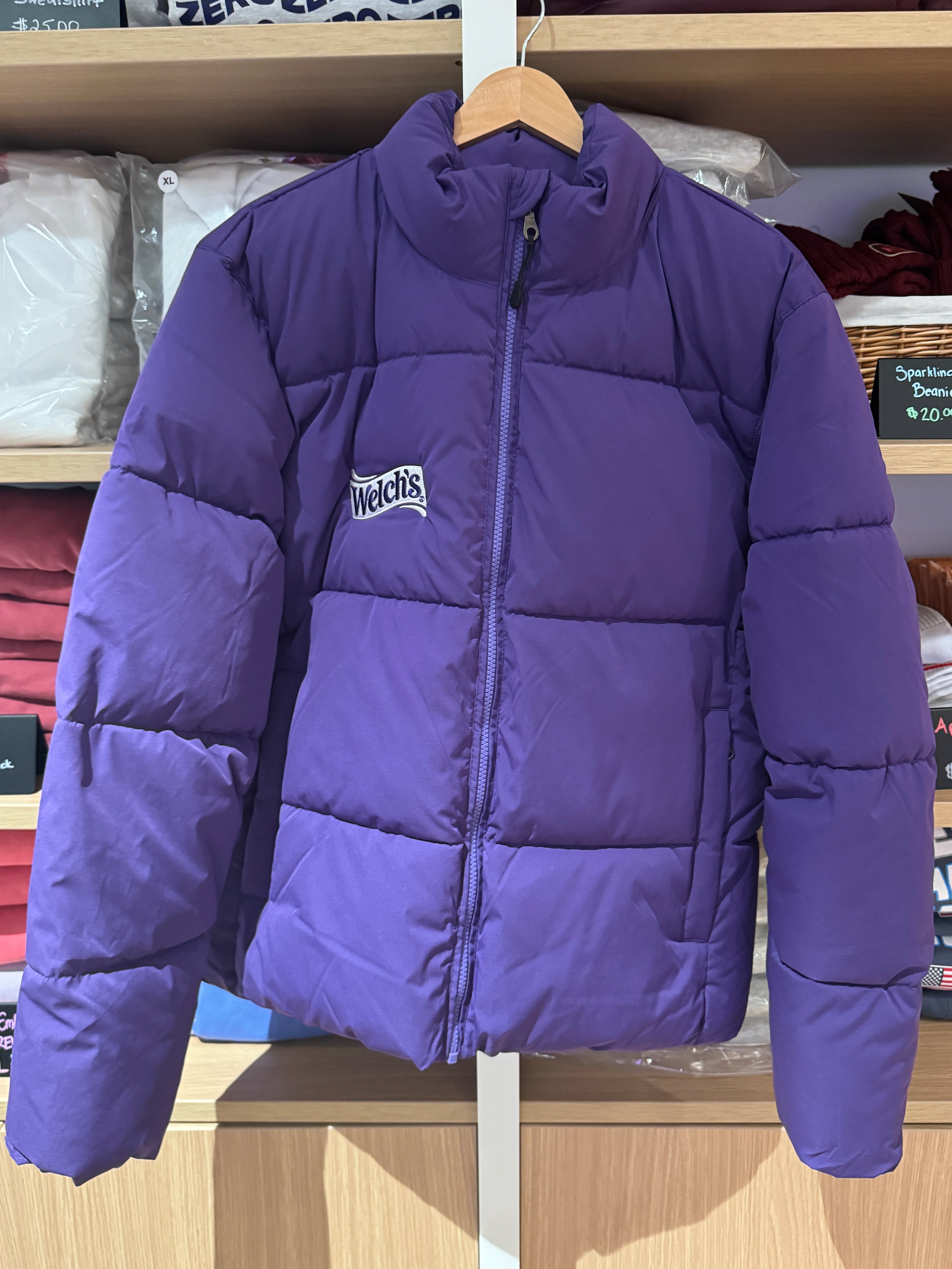 Embroidered Purple Puffy Oversized Winter Coat